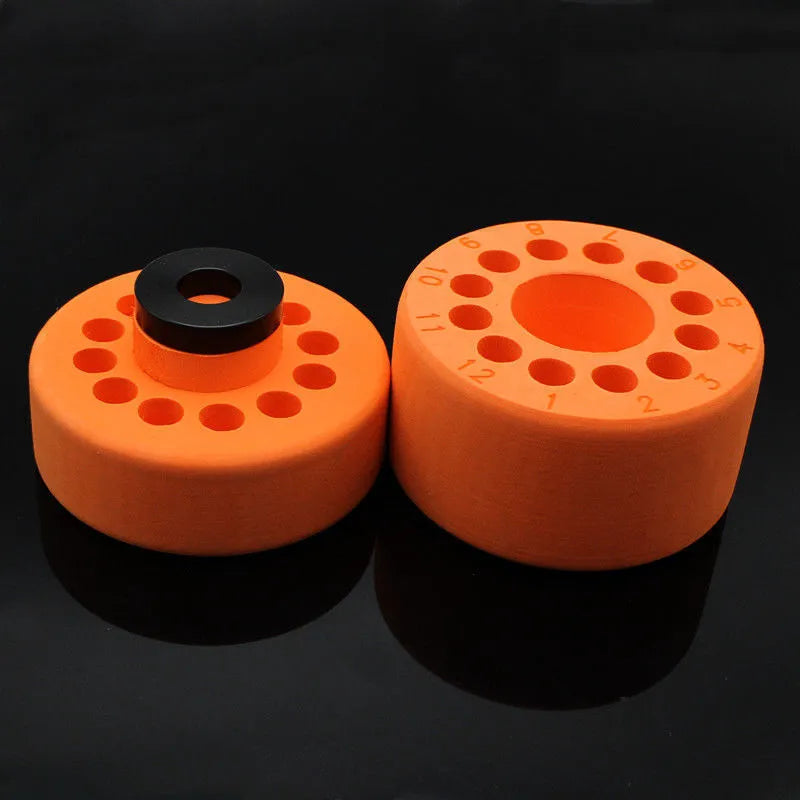 Orange metal and blue plastic cooling box with gradient freezing tool for laboratory use