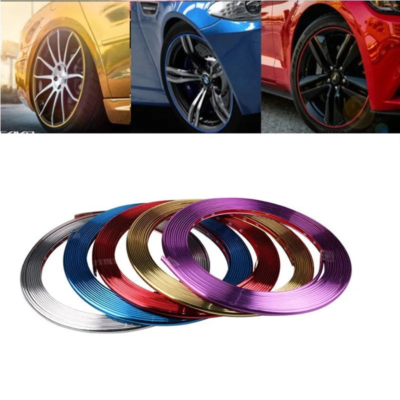 Roll of electroplated purple PVC wheel hub trim strip for car decoration and protection