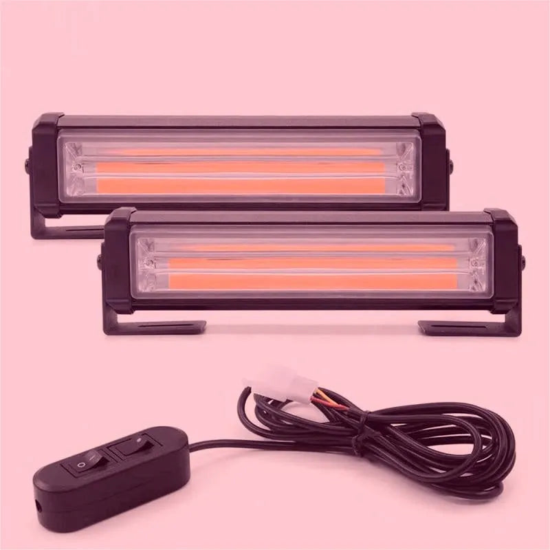Yellow 9W COB LED strobe warning light with aluminium alloy housing for 12-24V vehicle systems