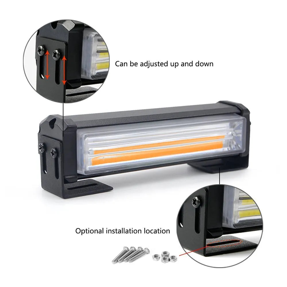 Yellow 9W COB LED strobe warning light with aluminium alloy housing for 12-24V vehicle systems