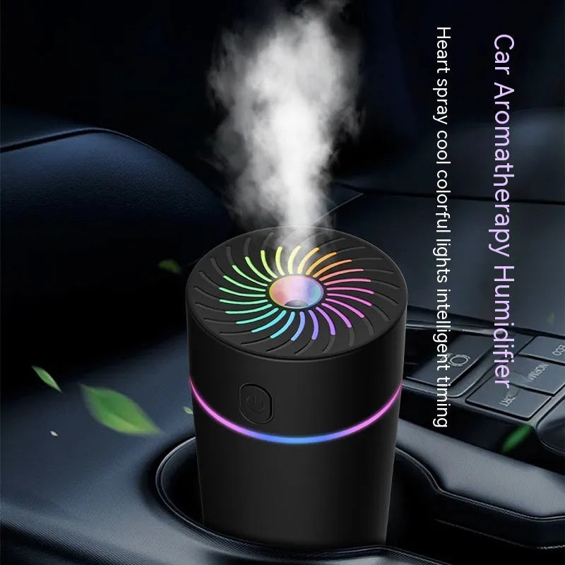 Car USB mini humidifier for automobile aromatherapy in black and white colour options