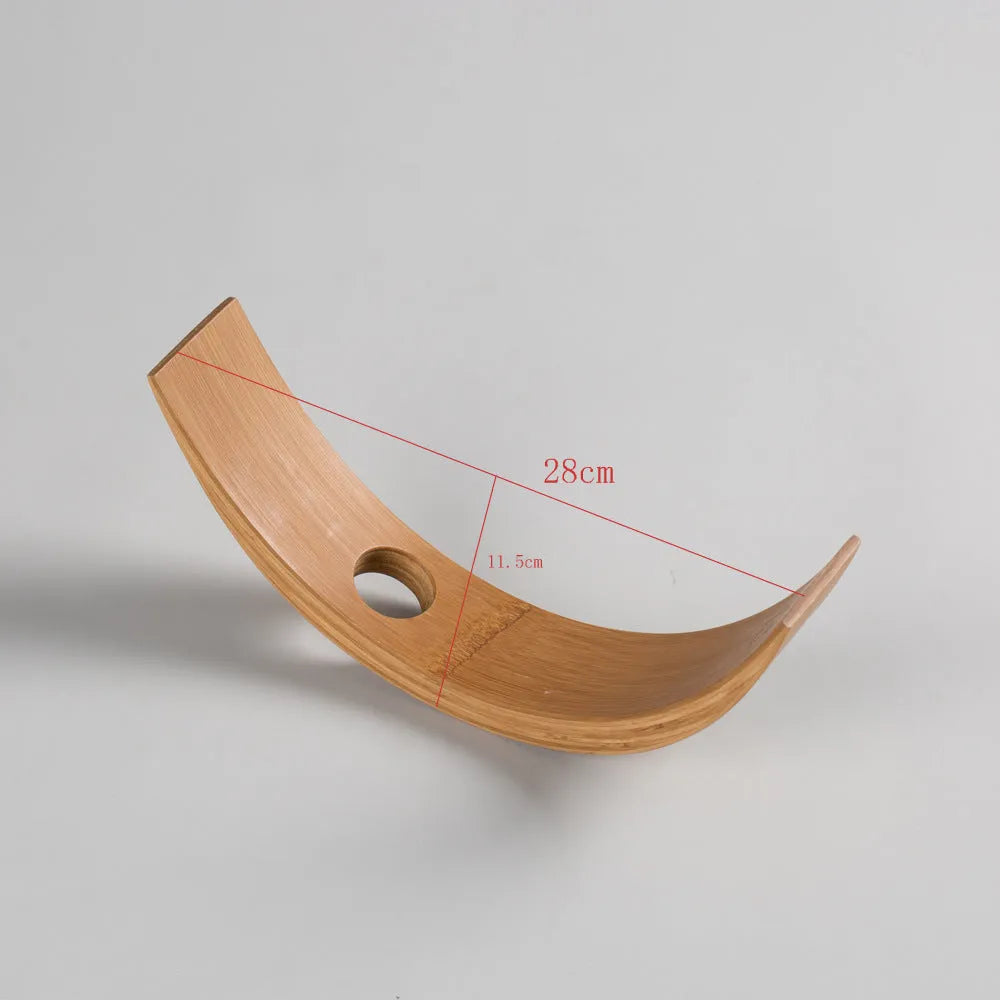 Creative bamboo wine bottle shelf in straight style with walnut wood finish on kitchen countertop