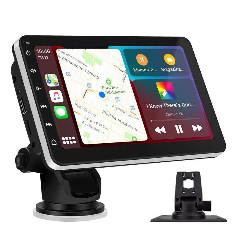 7 inch OLED car GPS navigator with reversing image and Wireless Carplay, plastic construction, universal bracket
