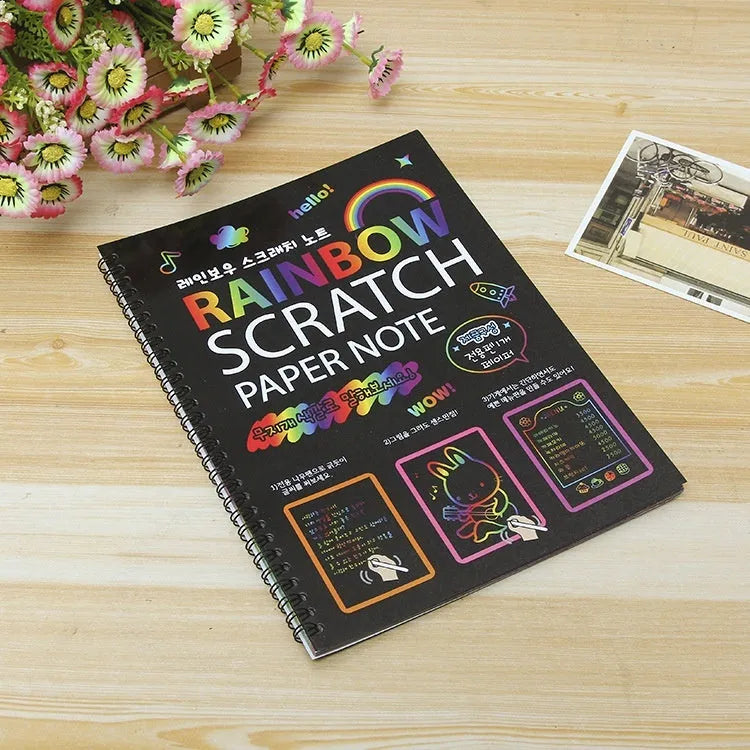 Children's large 26x19cm scratch art paper for DIY scraping painting activities