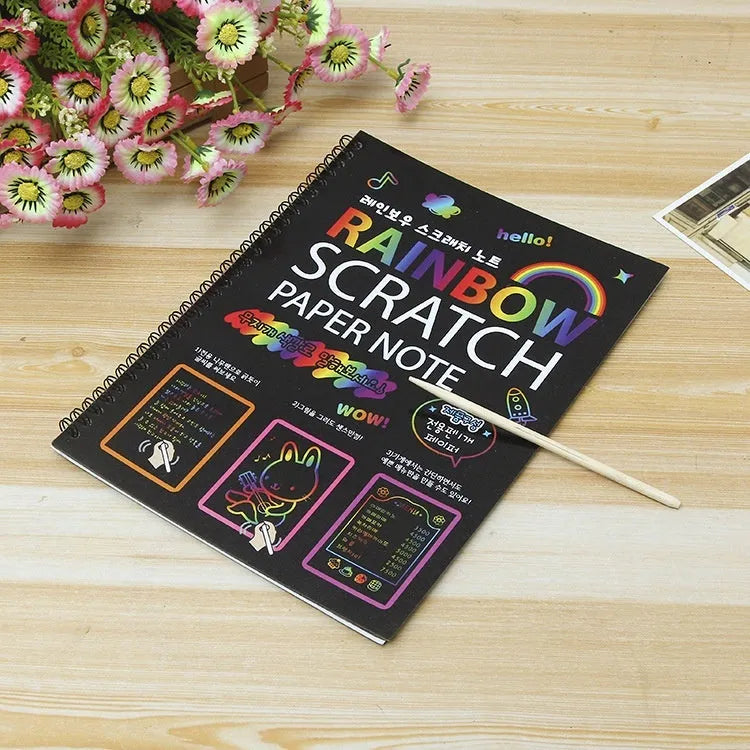 Children's large 26x19cm scratch art paper for DIY scraping painting activities