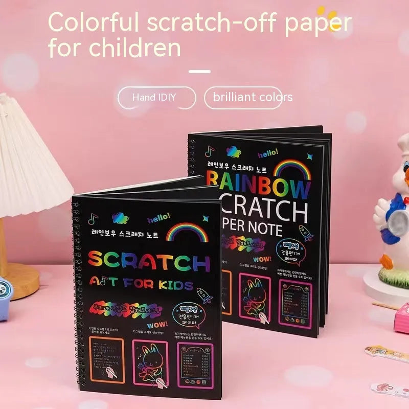 Children's large 26x19cm scratch art paper for DIY scraping painting activities