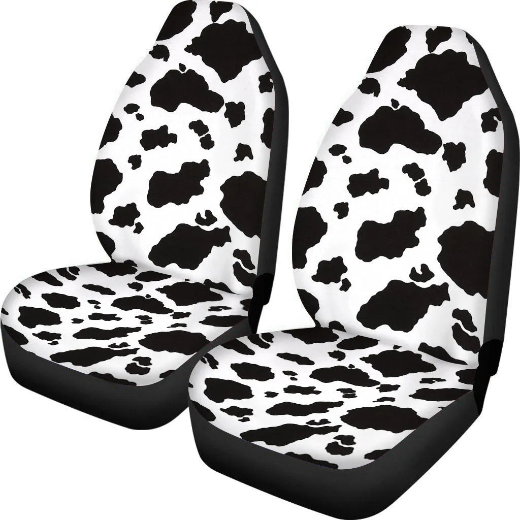 Cow spot leopard print retro car seat cover two-piece set on a car seat with polyester fibre filler.