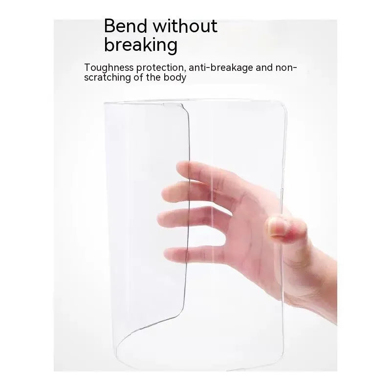 Hard shell protective case for MacBook in crystal transparent finish showing drop-resistant design