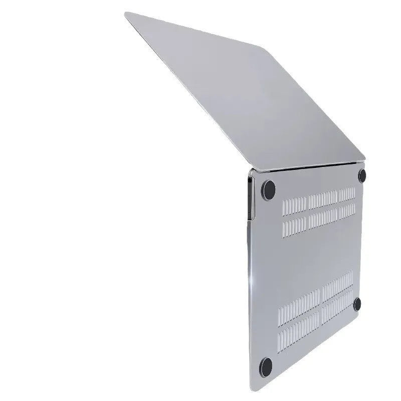 Hard shell protective case for MacBook in crystal transparent finish showing drop-resistant design