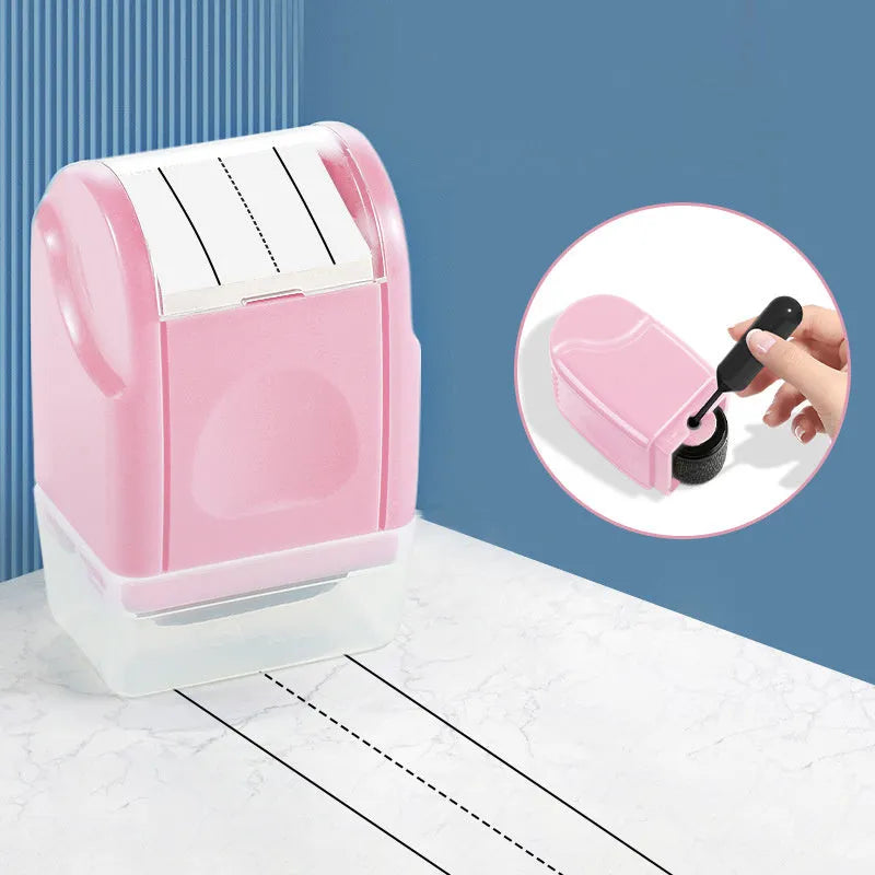 Plastic photo-sensitive roller line seal in blue, rectangular shape, for teaching and learning use