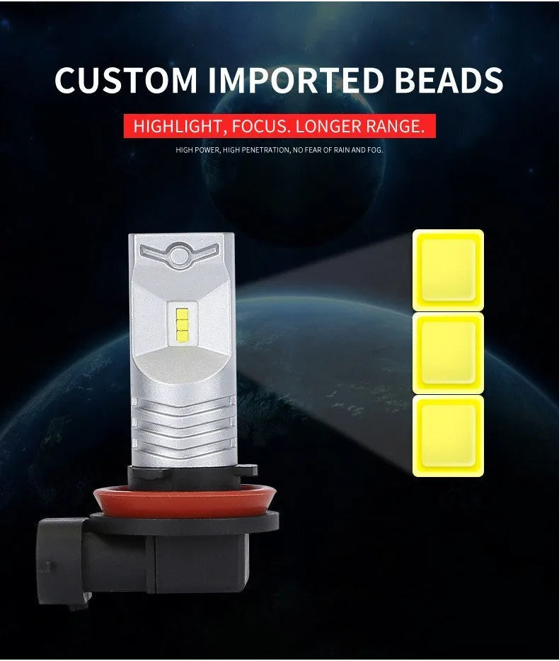 White LED fog lamp with aviation aluminium body for H11 H8 sockets