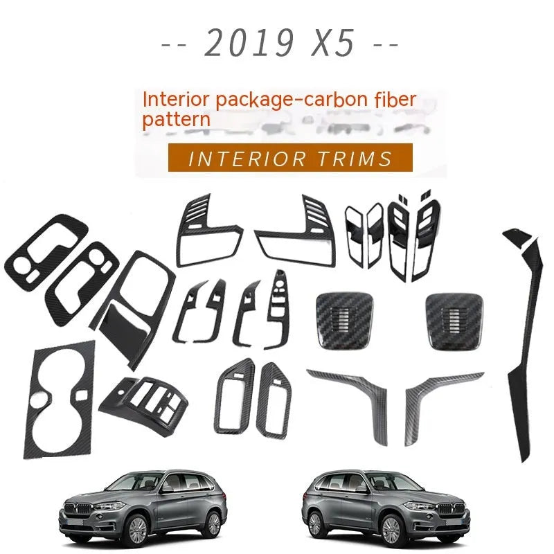Black ABS interior decoration trim for 2019 X5 front row cup low configuration mounted on centre console