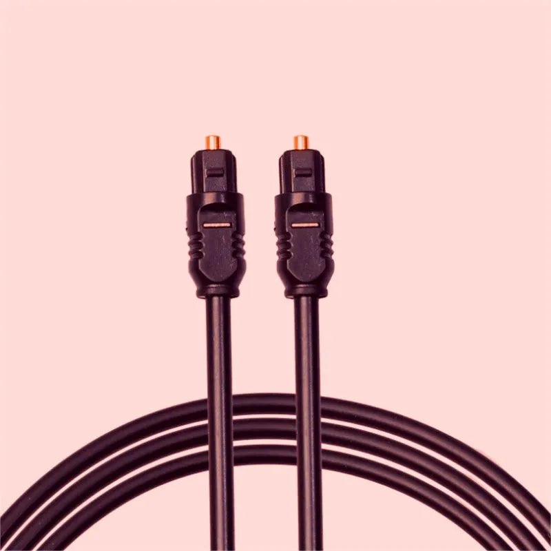 Black Toslink optical audio cable with square connector mouth, 2 metre length