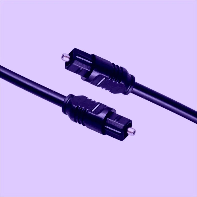 Black Toslink optical audio cable with square connector mouth, 2 metre length