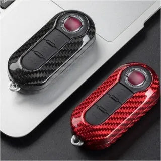 Carbon fiber car key cover replacement shell set in black finish for entry model fobs