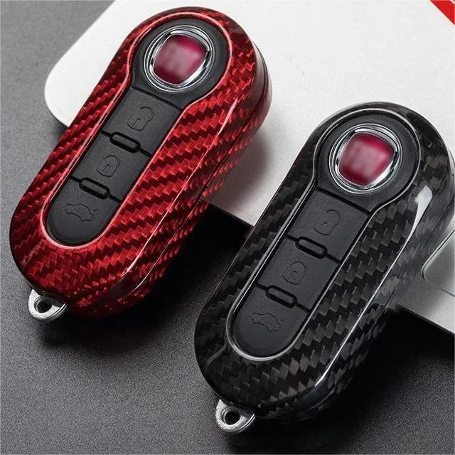 Carbon fiber car key cover replacement shell set in black finish for entry model fobs