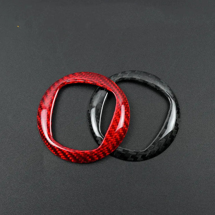 Real dry carbon fibre steering wheel decorative sticker frame in black and red colour options