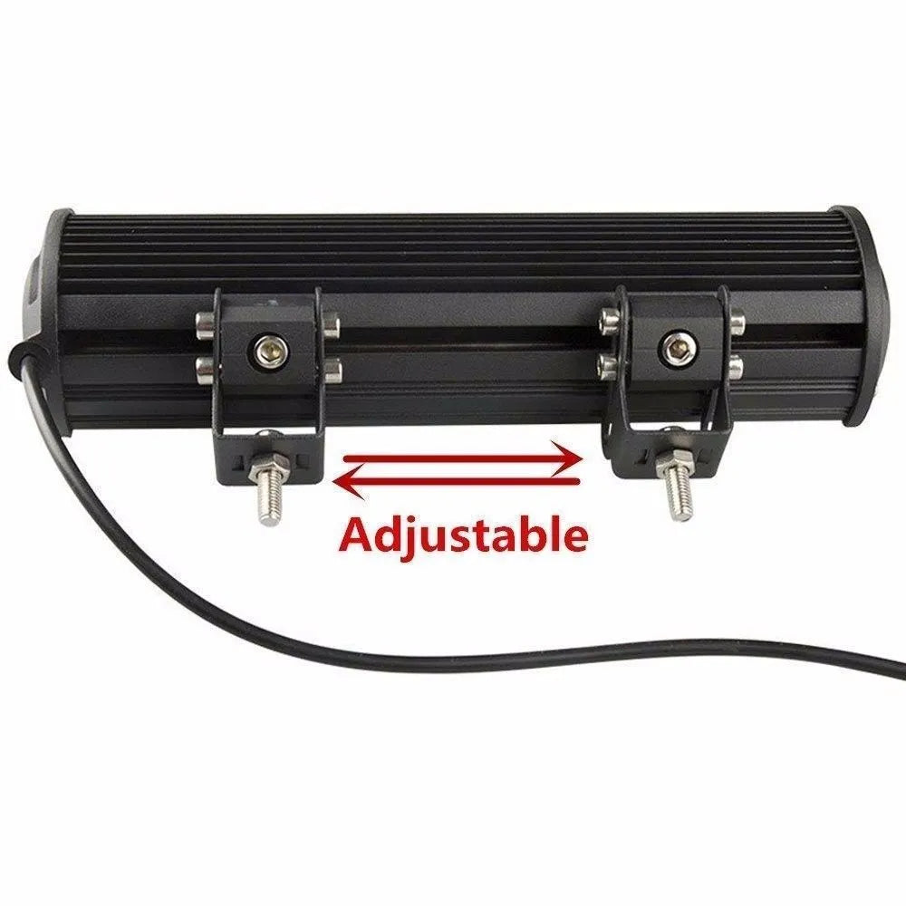 72W double row LED work light bar, black aluminium housing, for off-road vehicle roof or grille, IP67 waterproof, 6000-6500K