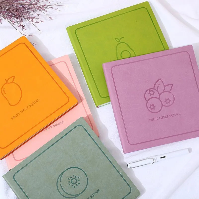 Square notebook with mesh leather cover in multiple colour options