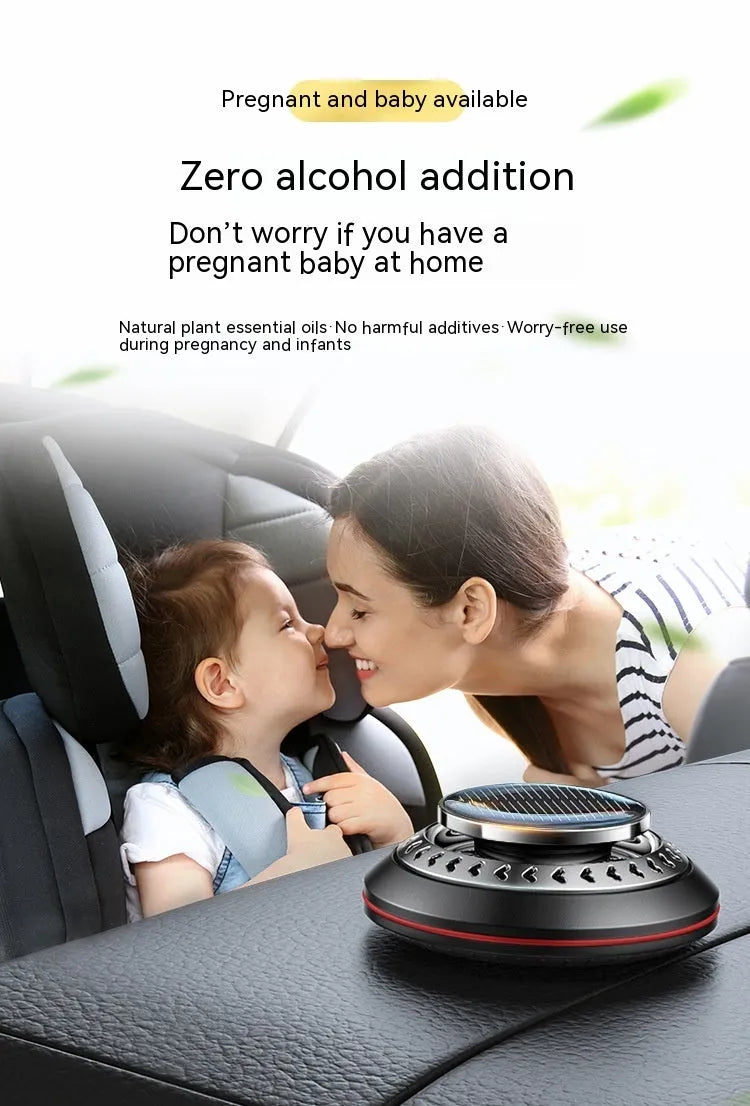 Solar car air purifier aluminium alloy fan 3600 rpm 80x33.5mm black with essential oil and beech slice