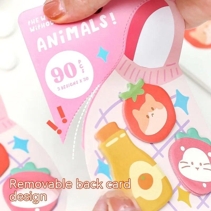 Animal shaped sticky note set with six colourful cover designs including bunny and sea otter themes