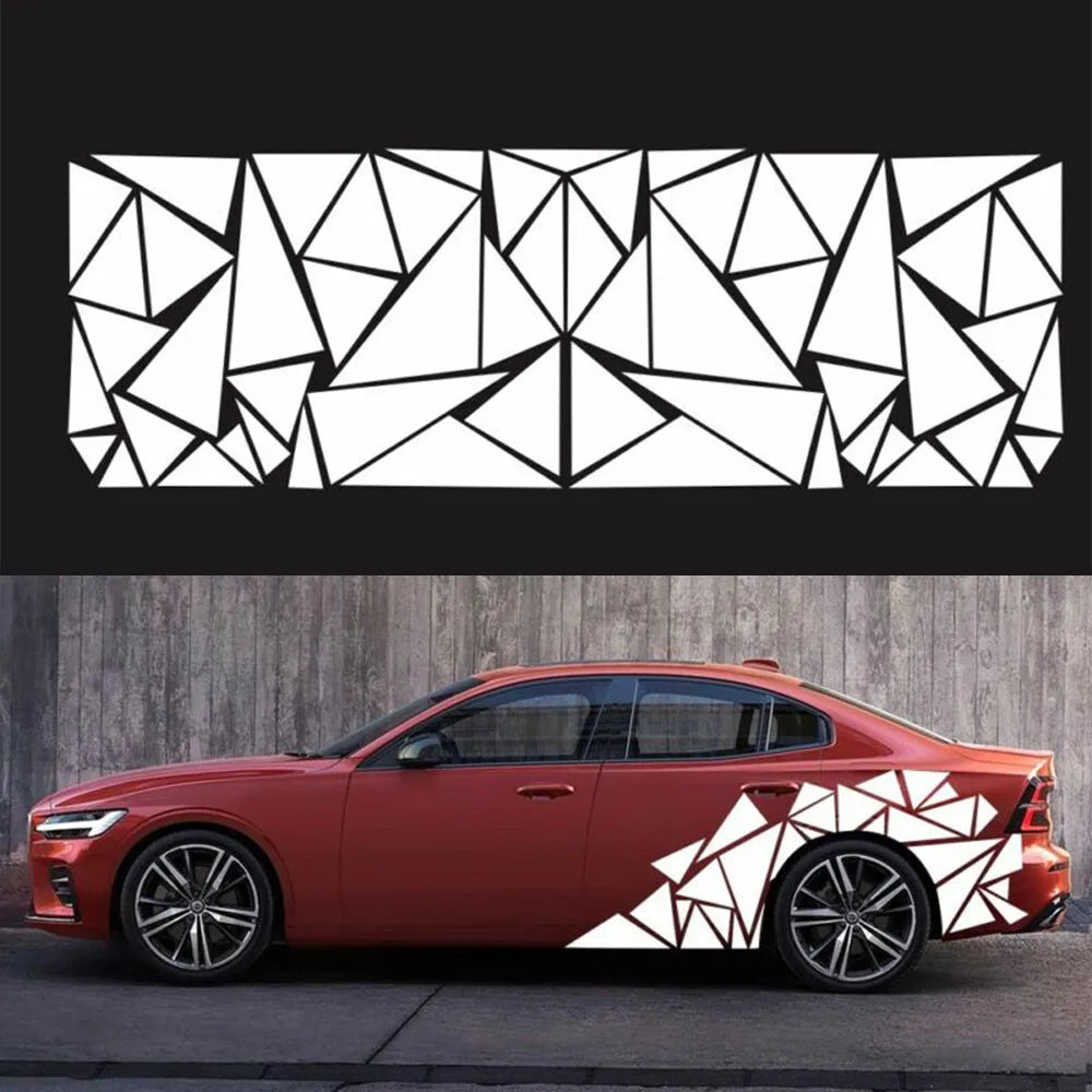 Geometry series car waistline rear wheel modification sticker in black, 200cm x 60cm PET material