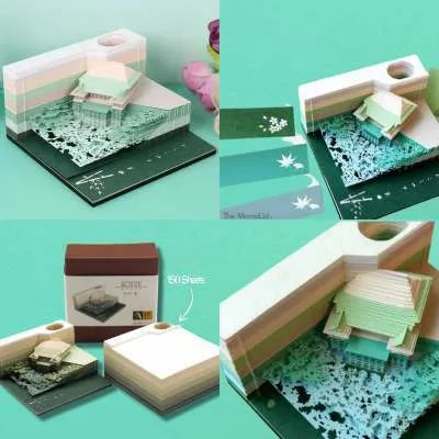 One Piece anime architectural sticky notes showing detailed building illustrations on 80x45mm craft paper.