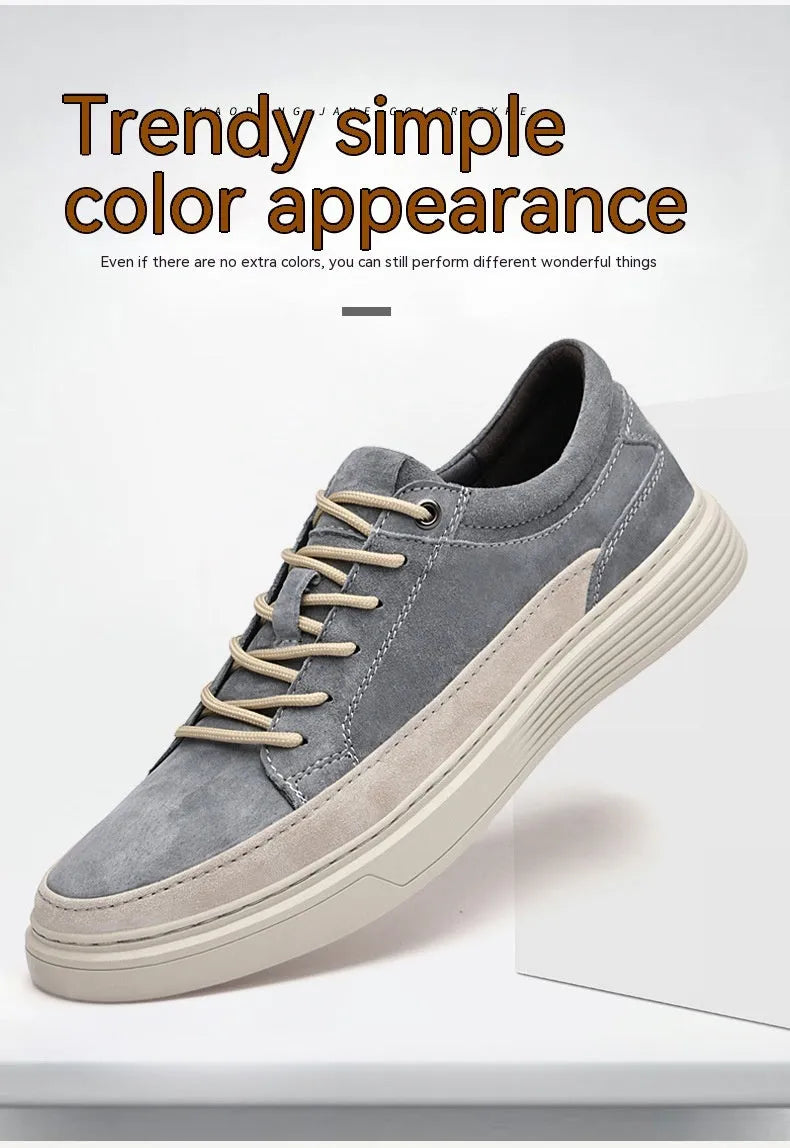 Men's casual skate shoes in pigskin leather with rubber soles and lace-up closure