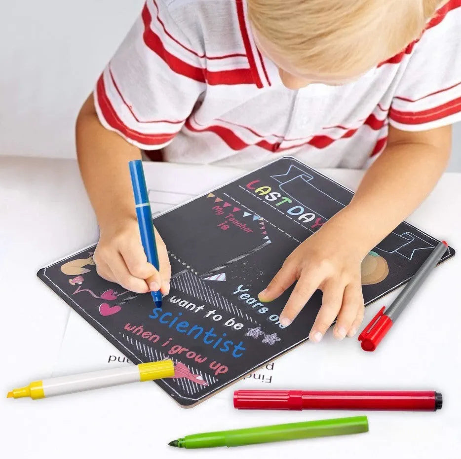 Blackboard first day of school wooden craftwork ornament density plate 25.5x30x0.5cm modern simplicity style