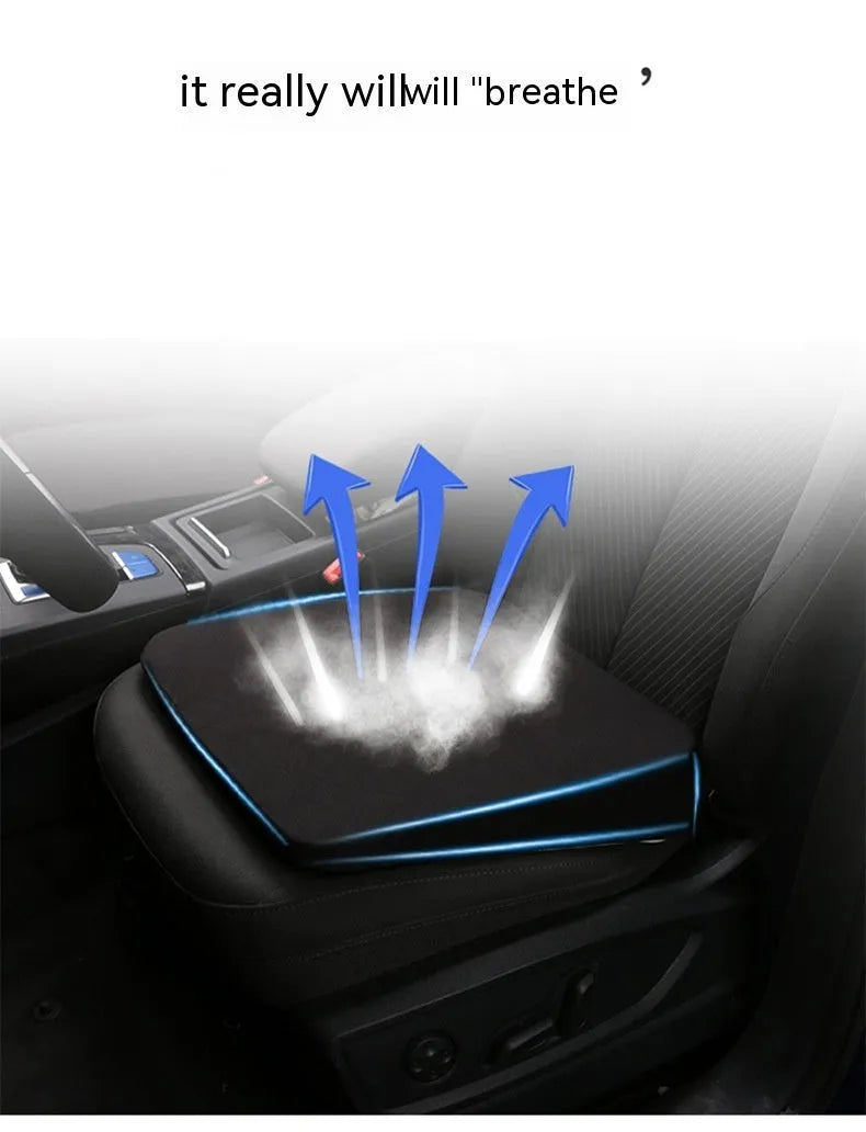 Black simple style car heightening cushion measuring approximately 42 x 39 x 6 cm on a car seat