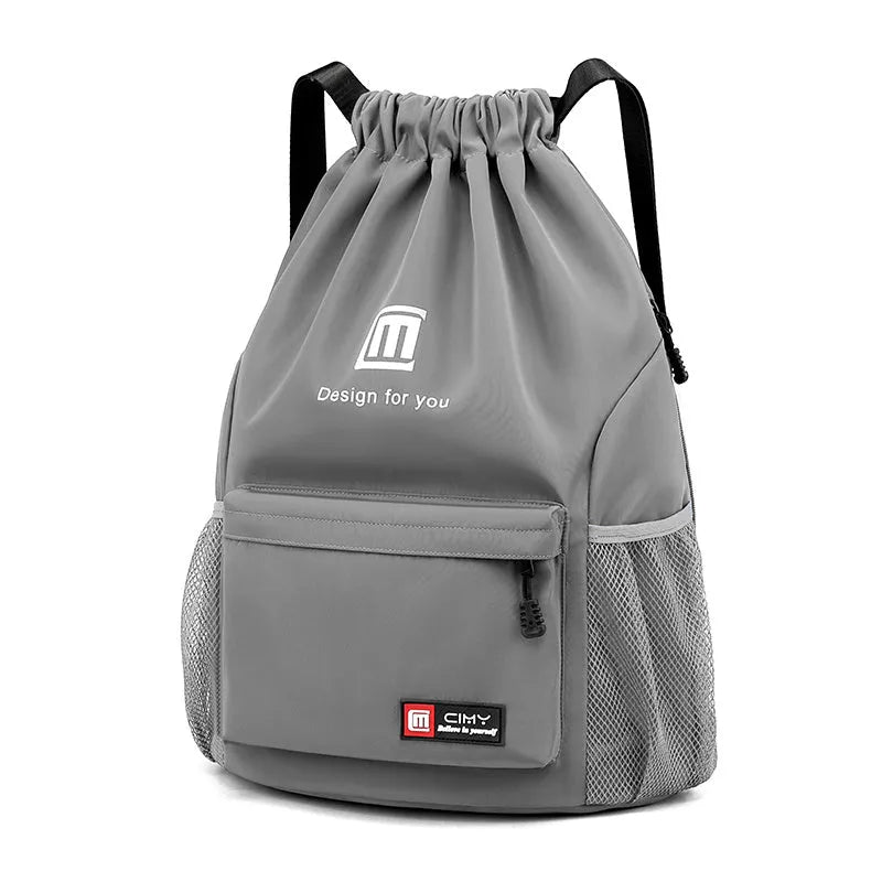 Waterproof Oxford travel backpack with drawstring closure in multiple colour options showing bucket shape design