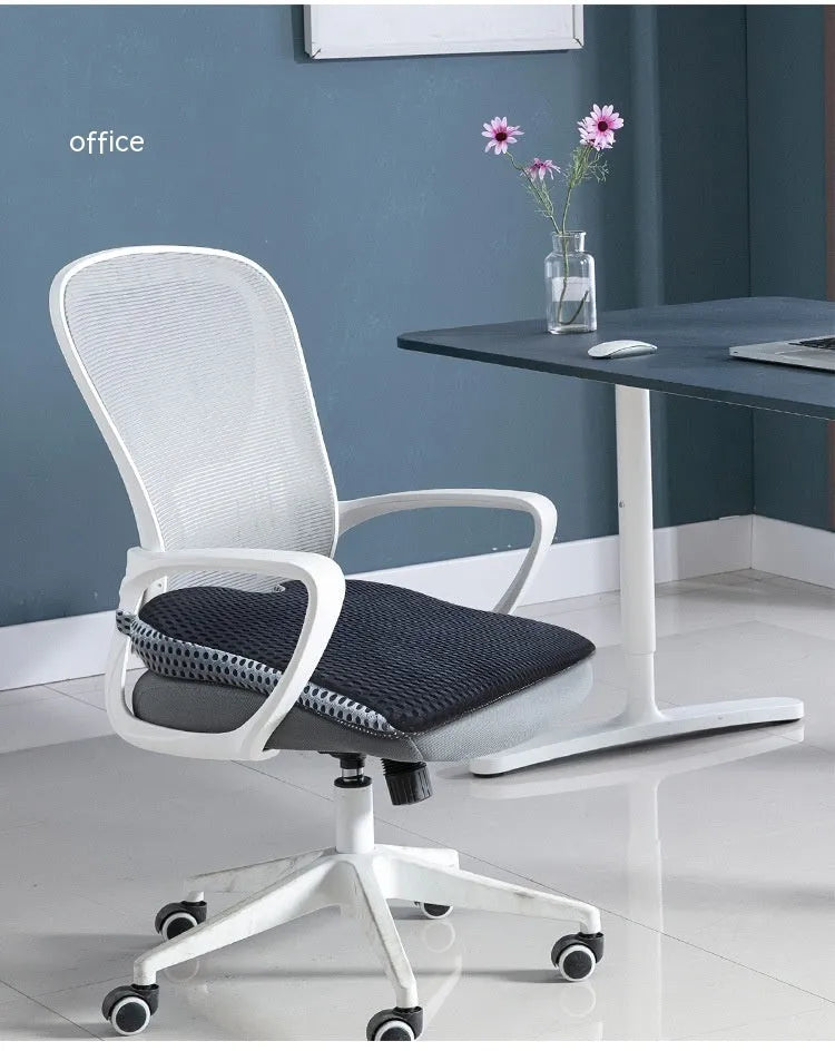 Memory foam car and office chair cushion with fixed attachment strap in regular size