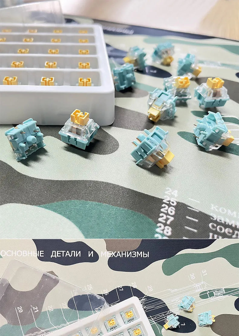 36 Tiger Mo Sea Salt Lemon PRO Mute mechanical keyboard switches for DIY installation