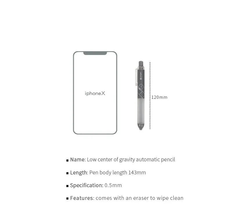 0.5mm automatic pencil with soft cloud grip in black and white colour options