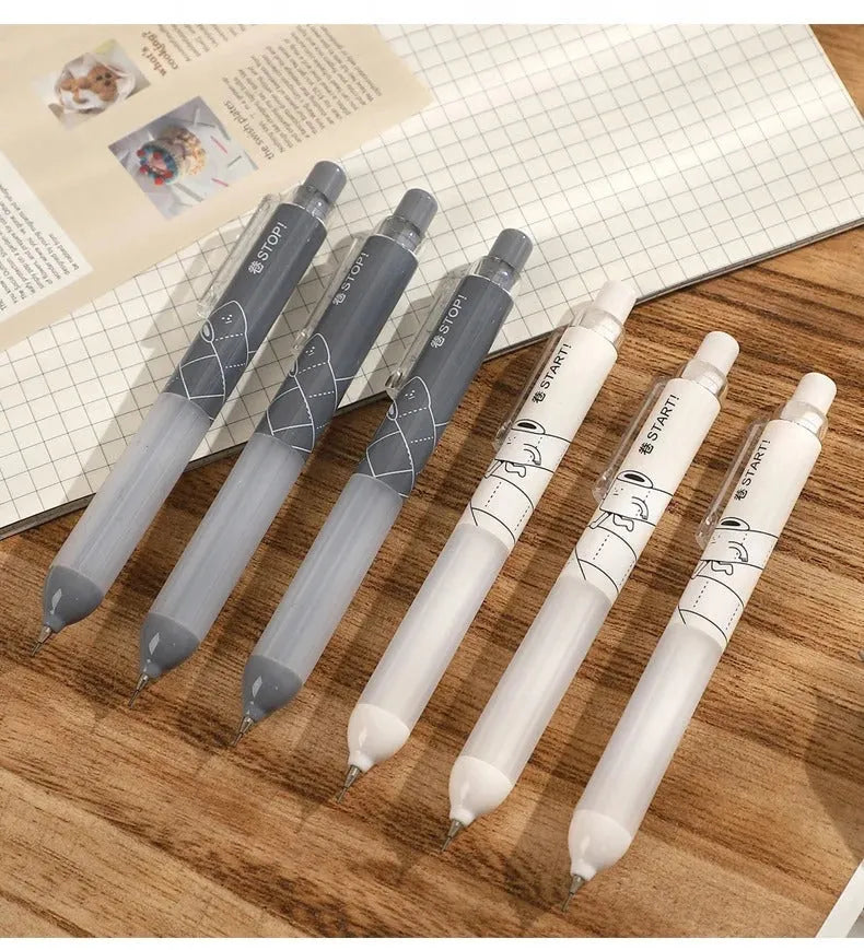 0.5mm automatic pencil with soft cloud grip in black and white colour options