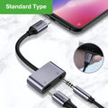 Black 2-in-1 Type C to 3.5mm headphone adapter for Huawei and Xiaomi smartphones