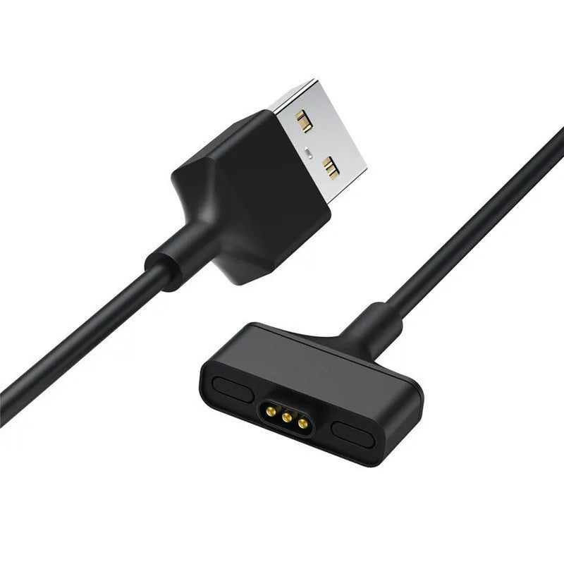 Black magnetic charging cable for Fitbit Ionic and Alta HR smart watch with connector and pearlescent bag