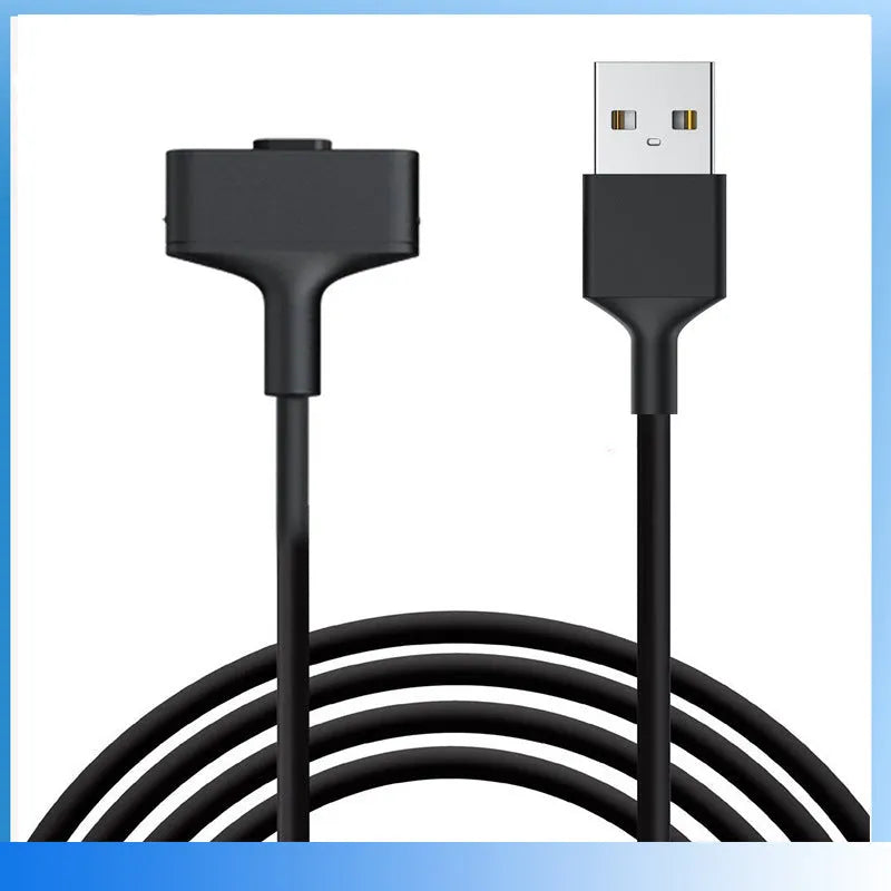 Black magnetic charging cable for Fitbit Ionic and Alta HR smart watch with connector and pearlescent bag