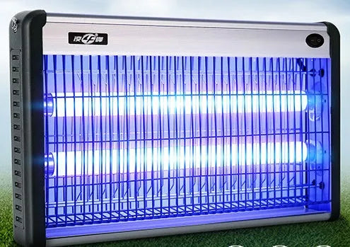 Electric mosquito killing trap lamp with UV light and metal grid for indoor insect control.