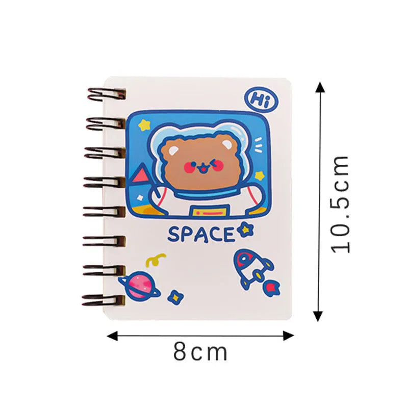 Astronaut Flipped Portable Pocket Notebook with space-themed cover design showing 10.5cm x 8cm dimensions