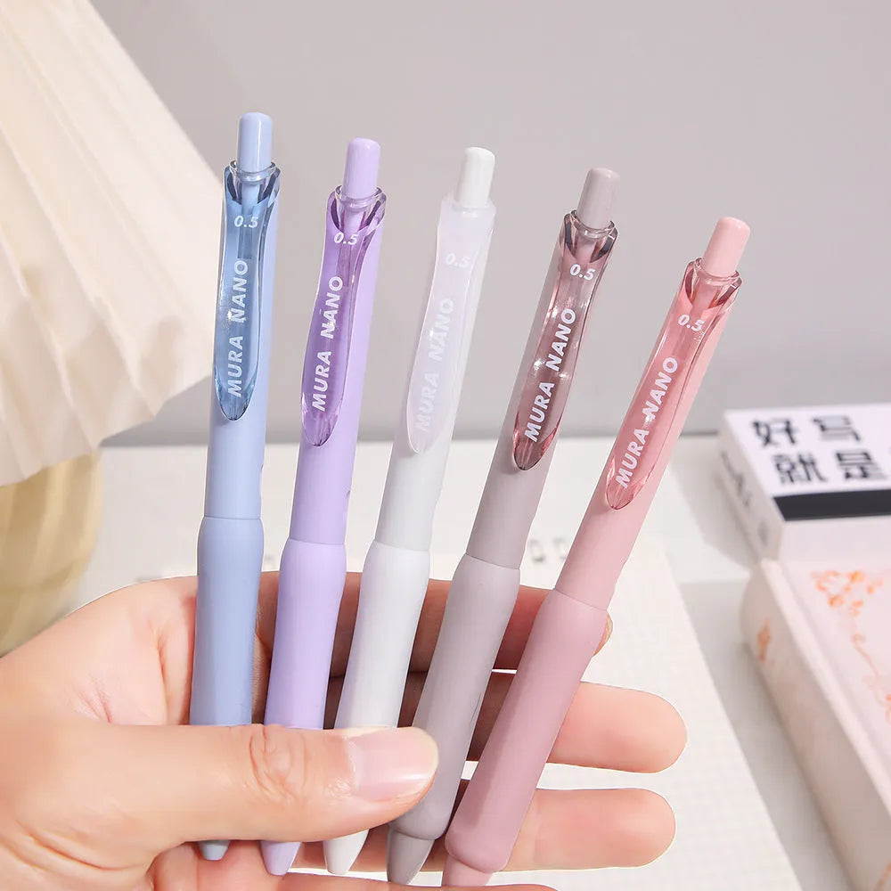 Macaron colour press gel pen with 0.5mm tip and three smoked ink colour options