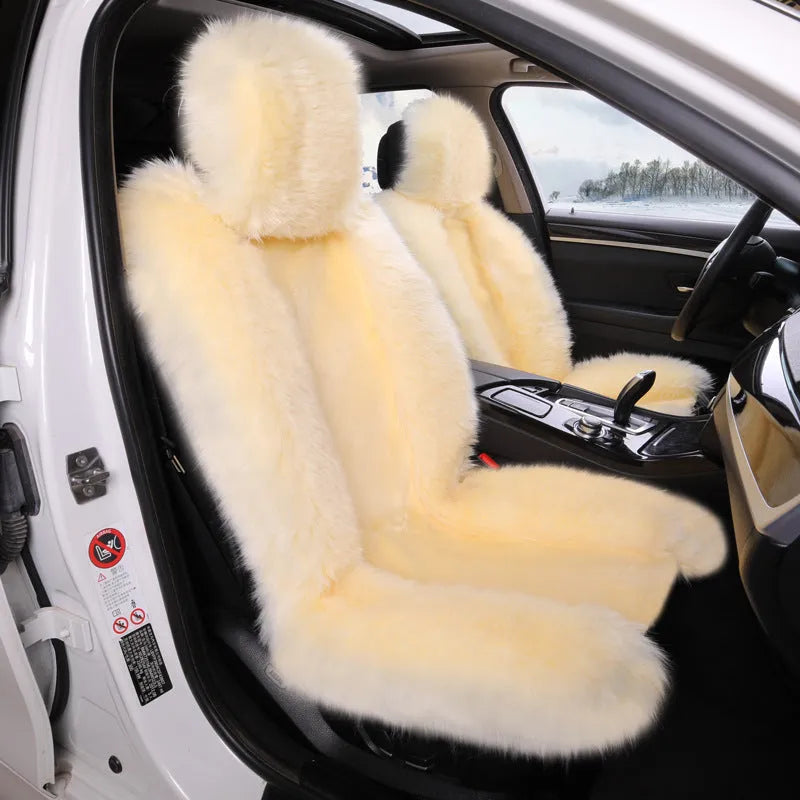 Purple plush fleece car seat cushion for two seats with thick high-low hair texture