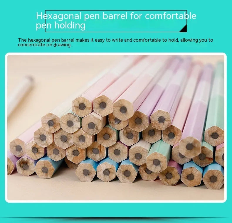 Basswood six-angle pencil with HB refill showing geometric barrel design