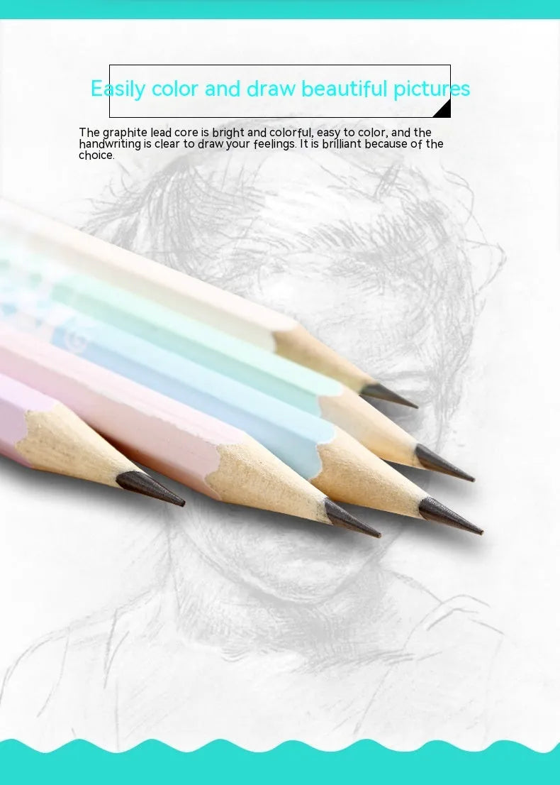Basswood six-angle pencil with HB refill showing geometric barrel design