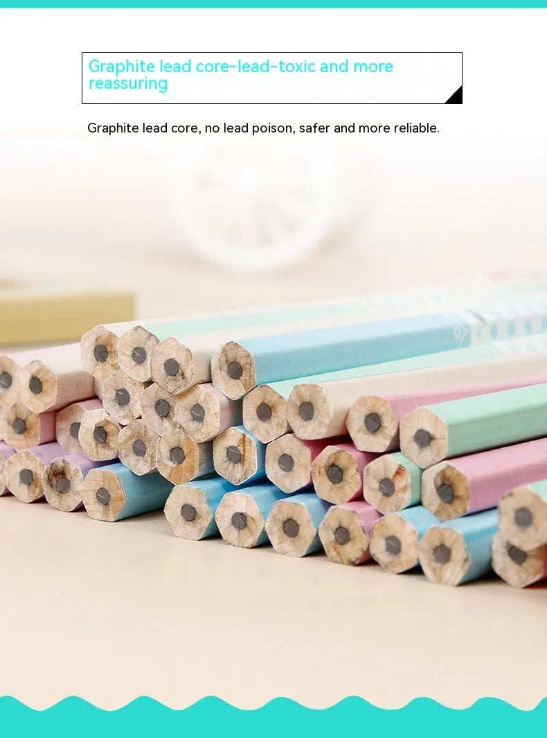 Basswood six-angle pencil with HB refill showing geometric barrel design