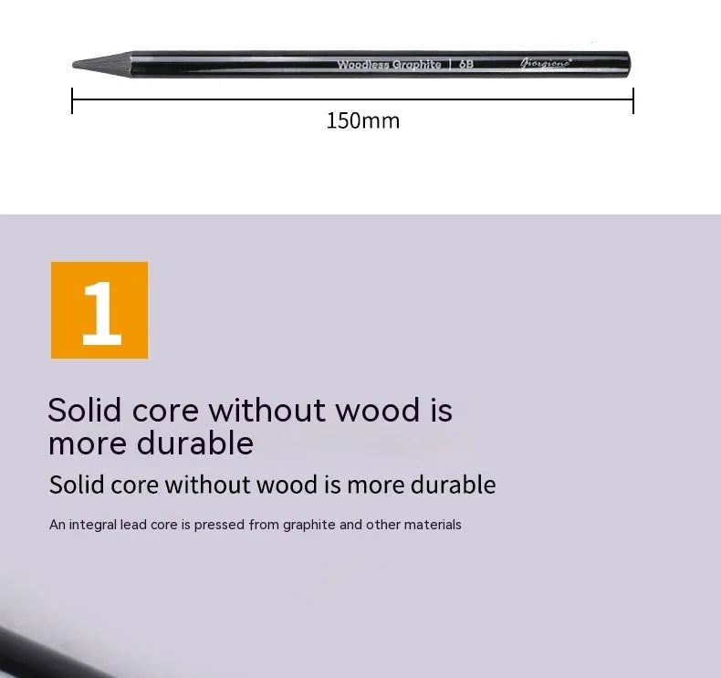 Set of nine graphite and carbonised wooden drawing pencils displayed on a suction card packaging.