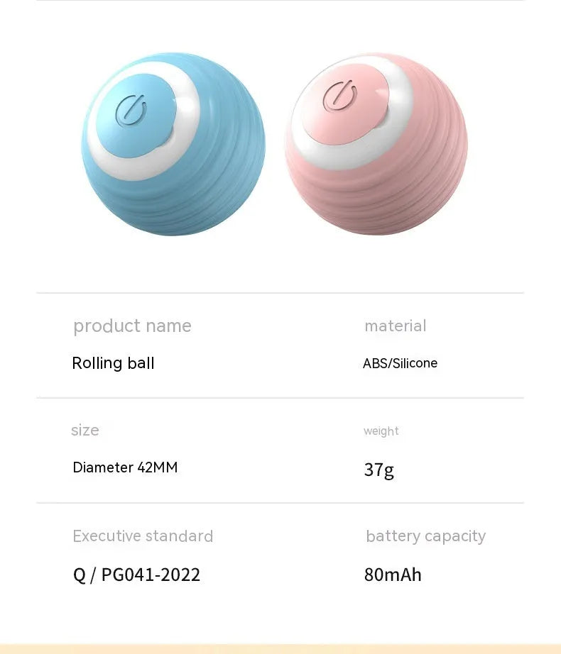 Blue automatic moving cat toy ball with rechargeable battery for indoor feline play