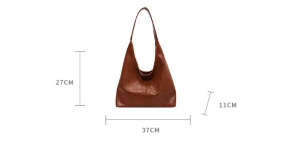 Soft leather casual shoulder bag with large capacity and street trend design in multiple colour options