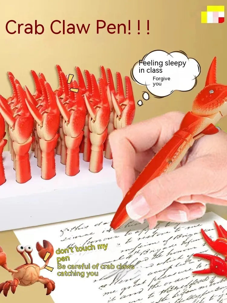 Ballpoint pen with crab claw pressing can clip mechanism for interactive writing