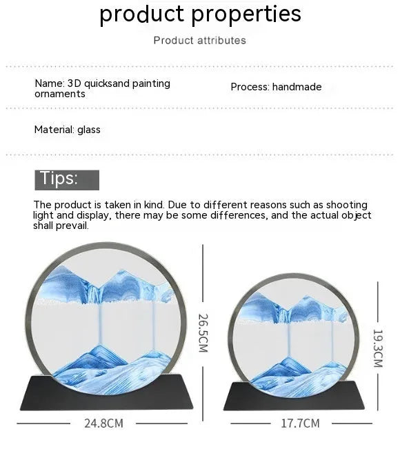 12 inch quicksand painting desktop night lamp with abstract rotary design in modern simple style
